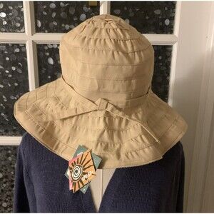 NWT San Diego Hat Company Ribbon Crusher Wide Brim Sun Hat Packable One Size